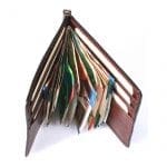 מחזיק שטרות מעור עם כרטיסים פתוח מלמעלה