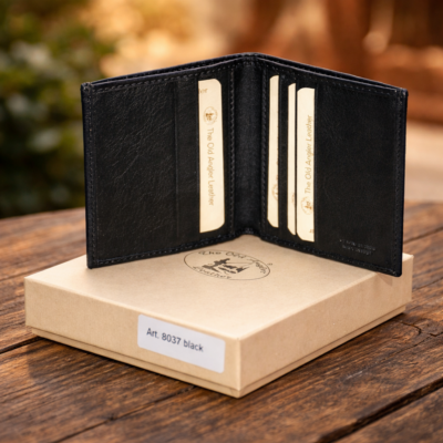 ארנק עור איטלקי לגבר שחור דגם 8037 Old Angler Full Grain איכותי