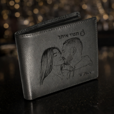 ארנק עור איטלקי עם הקדשה אישית – חריטת לייזר על עור Full Grain