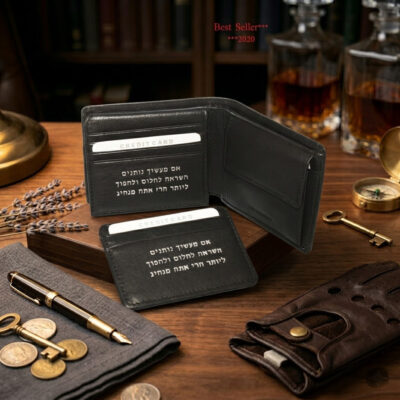 ארנק עור גברים שחור עם חריטה אישית – רודי מאז 1984