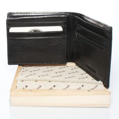 Buff Full Grain העור הטוב בעולם | ארנק מעור איטלקי שחור מבריק – פרימיום פלוס