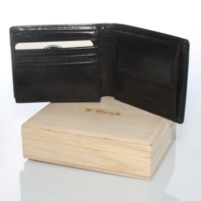 Buff Full Grain העור הטוב בעולם | ארנק מעור איטלקי שחור מבריק – פרימיום פרו