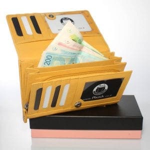 ארנק נשים צהוב חרדל מעור איטלקי – דגם גורג'יה