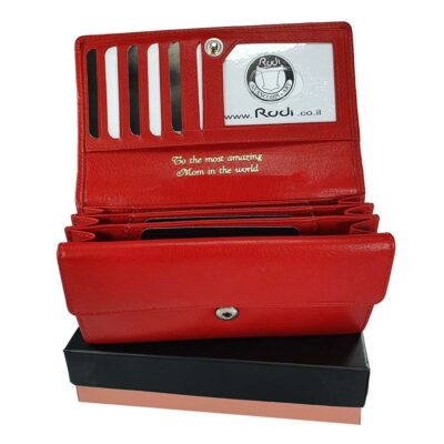 ארנק אדום מעור לנשים