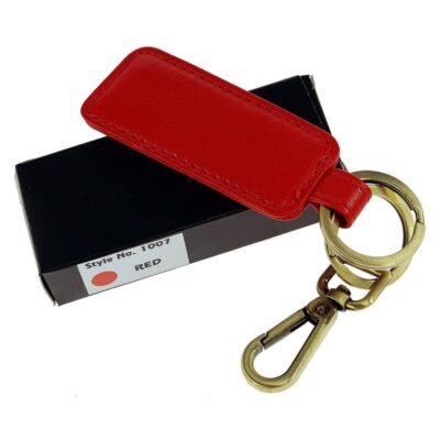 מחזיק מפתחות מעור דגם בוס, ניתן להטביע שורה אחת בלבד אדום