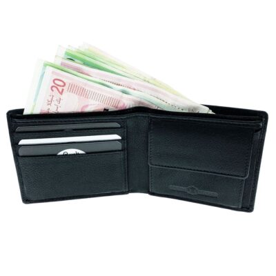 דגם גריין | ארנק מעור אמיתי | מתנה לגבר צבע שחור בדגם זה רק 3 תאים לכרטיסי אשראי