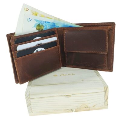 דגם פלמה ארנק לגבר מעור וינטג’ משומן אמיתי * ההטבעה להמחשה בלבד *