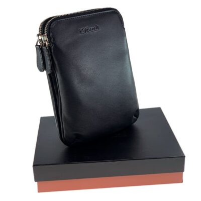 קליפורניה, תיק צד קומפקטי לנשים מעור נאפה איטלקי אמיתי RFID Blocking * שחור