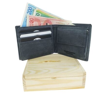 דגם נאפולי | ארנק מעור איטלקי | מתנה לגבר אפור מעושן