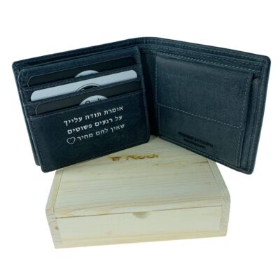 דגם נאפולי | ארנק מעור איטלקי | מתנה לגבר אפור מעושן