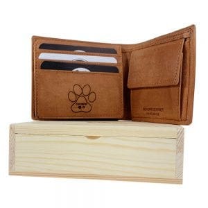 ציור בארנק ארנק עור קטן עם חריטת כף רגל כלב