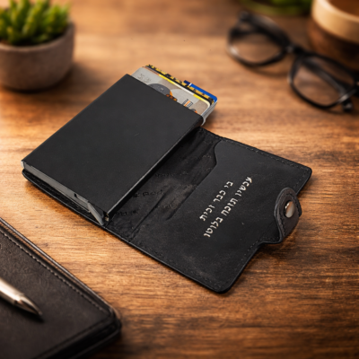 ארנק לגבר מעור שחור עם מנגנון RFID מבית Rudi