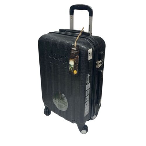 מזוודת טרולי קשיחה קטנה 20" של חברת Jeep Makalu משולב קרבון, שחור כולל משלוח לכל הארץ