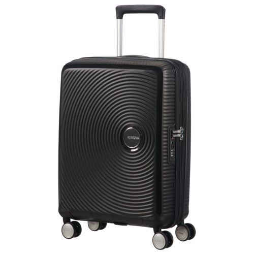 טרולי שחור אמריקאן טוריסטר Soundbox עם 4 גלגלים ונעילת TSA