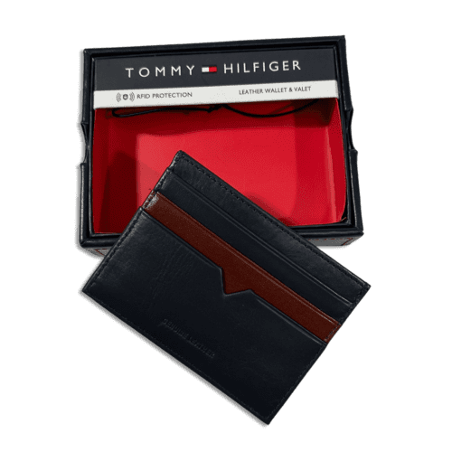 ⁦TOMMY HILFIGER ארנק לכרטיסי אשראי מעור - 100% אורגינל כחול כהה⁩ – תמונה ⁦6⁩