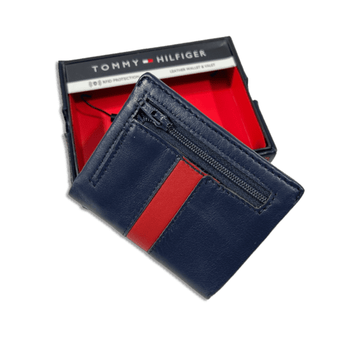 ⁦TOMMY HILFIGER ארנק לגבר מעור - 100% אורגינל (כחול)⁩ – תמונה ⁦6⁩