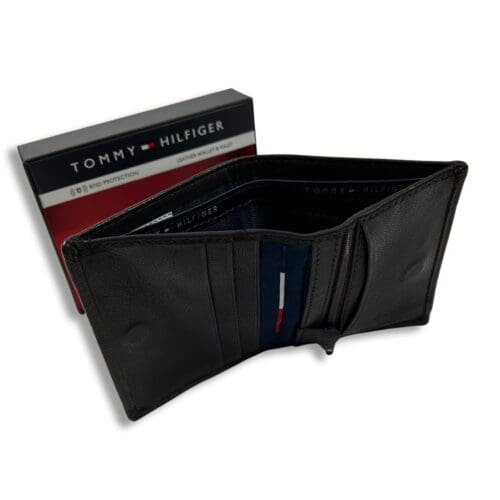 ⁦TOMMY HILFIGER ארנק לגבר מעור - 100% אורגינל צבע חום⁩ – תמונה ⁦4⁩