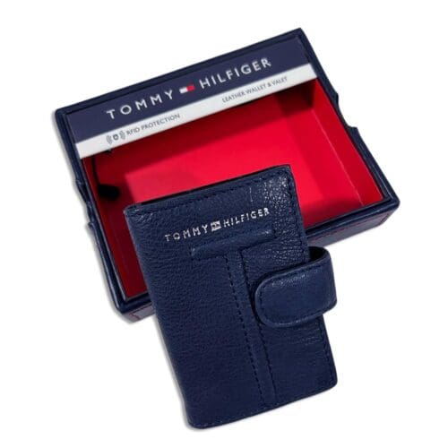 ⁦TOMMY HILFIGER כרטיסים קופצים ארנק לגבר מעור - 100% אורגינל צבע כחול⁩ – תמונה ⁦7⁩
