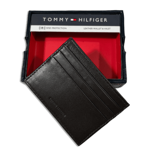 ⁦TOMMY HILFIGER ארנק לכרטיסי אשראי מעור - 100% אורגינל צבע חום⁩ – תמונה ⁦7⁩