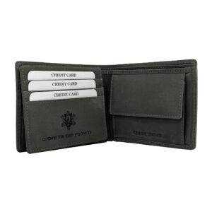 ארנק עור פתוח המציג תאים לכרטיסים