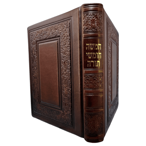 ⁦חמשה חומשי תורה ענק בעבודת יד מעור איטלקי⁩ – תמונה ⁦4⁩