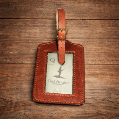 תג זיהוי למזוודה מעור חום Old Angler Italy