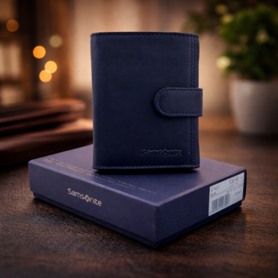 ארנק עור סמסונייט כחול עם הגנת RFID בקופסה מקורית
