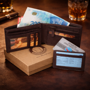 סט ארנק גדול לגבר מעור איטלקי עם ארנק קטן נשלף Rudi Original