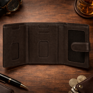 ארנק עור לגבר Samsonite Attack 2 SLG חום כהה עם הגנת RFID פתוח מבט פנימי