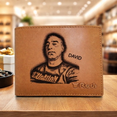 ארנק עור לגבר עם חריטת תמונה אישית על עור איטלקי Full Grain מבית RUDI