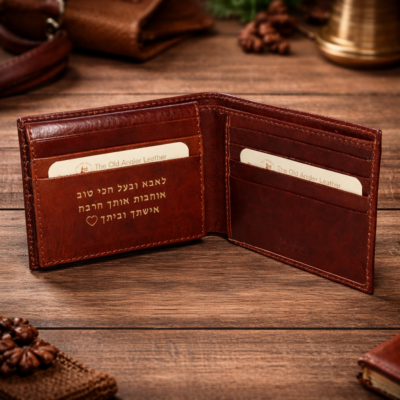 ארנק עור לגבר עם חריטה אישית Old Angler Italy מתנה מיוחדת לגבר