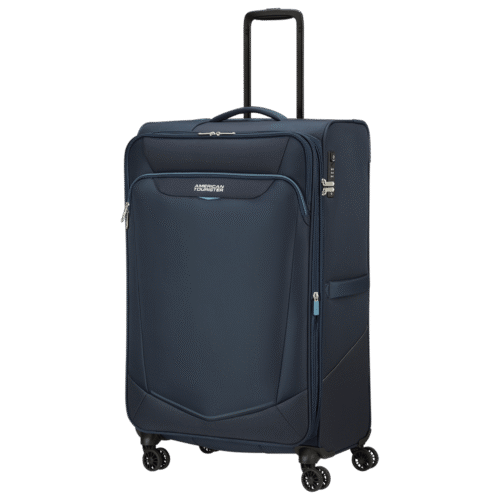 ⁦מזוודה כחולה אמריקן טוריסטר SummerRide 80cm – נוחות, סגנון וביטחון בנסיעה אחת ME741006⁩ – תמונה ⁦3⁩