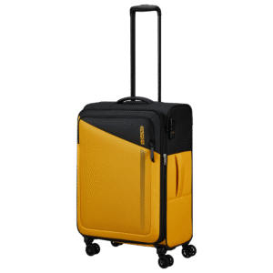 מזוודה צהובה American Tourister בגודל בינוני – דגם Daring Dash 66.5 ס"מ עם גלגלים כפולים MF749002