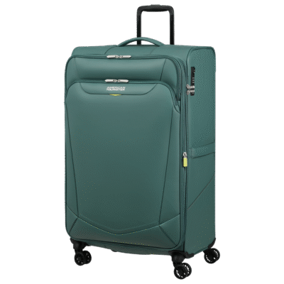 מזוודת American Tourister SummerRide 80 ס"מ בצבע ירוק כהה עם גלגלים כפולים ונפח ענק