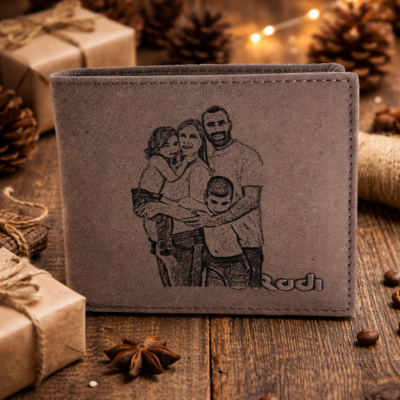 ארנק עור לגבר עם חריטת תמונת משפחה – Rudi