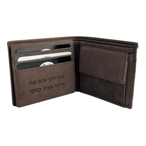 ⁦ארנק עם חריטת תמונה 100% עור איטלקי אמיתי⁩ – תמונה ⁦2⁩