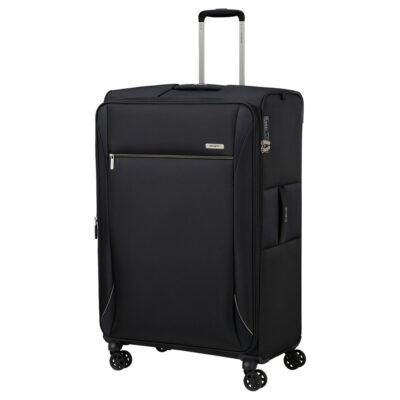 מזוודת Samsonite גדולה בצבע שחור עם גלגלים כפולים ונעילת TSA