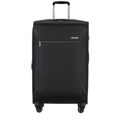 מזוודת סמסונייט 78 ס"מ Base-Breeze שחורה עם גלגלים שקטים ונפח מתרחב לנסיעות ארוכות