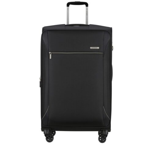 מזוודת סמסונייט 78 ס"מ Base-Breeze שחורה עם גלגלים שקטים ונפח מתרחב לנסיעות ארוכות