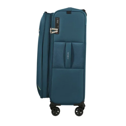 מזוודת Samsonite Base-Breeze 67 אינץ' בינונית בצבע כחול פטרול עם גלגלים ומנעול TSA