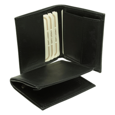 ארנק עור שחור דק לגבר עם RFID – עבודת יד איטלקית
