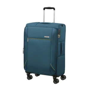 מזוודת בד סמסונייט Base-Breeze בינונית בצבע כחול פטרול עם גלגלים מסתובבים ונעילת TSA