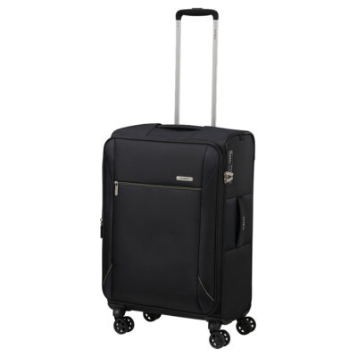 מזוודת Samsonite בינונית רכה שחורה Base-Breeze 67 עם ארבעה גלגלים ומנעול TSA