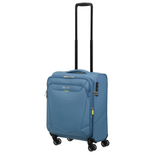 מזוודת American Tourister SummerRide 55 ס"מ כחולה קלה עם גלגלים כפולים ומנעול TSA