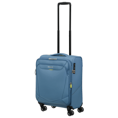 מזוודת American Tourister SummerRide 55 ס"מ כחולה קלה עם גלגלים כפולים ומנעול TSA