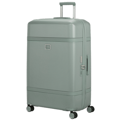 מזוודת Samsonite Image XL ירקרקה במבט צד המציג את מנעול TSA
