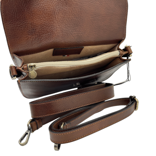 ⁦👜 תיק צד מעור איטלקי Old Angler – עיצוב יוקרתי, עבודת יד אמיתית ותוצרת איטליה 4172⁩ – תמונה ⁦5⁩