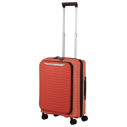 Samsonite Upscape Spinner 55cm Clay טרולי סמסונייט לנשות עסקים בצבע כתום עם ידית טלסקופית