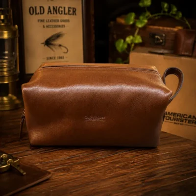 תיק רחצה מעור איטלקי יוקרתי לגבר (Old Angler Italy) 4110