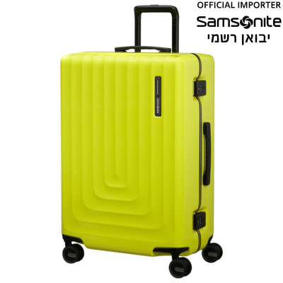 מזוודה בינונית סמסונייט Focus Spinner 69cm בצבע ליים מטאלי - קשיחה וקלה